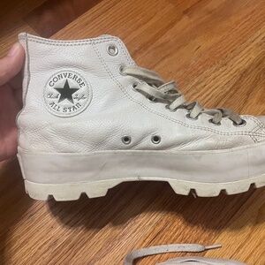 White Leather Converse Hightop Platform